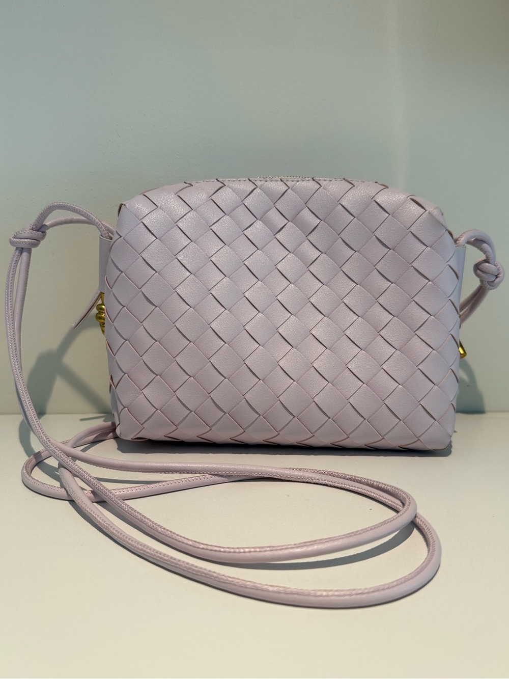 Tiffany & Fred Paris Pastel Pink Hand-Woven Woven Leather Crossbody Bag EUC